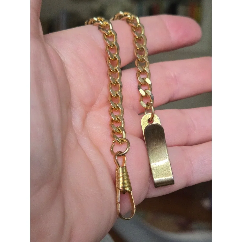 Goldtone Curb Link Watch Chain Vintage See Pics